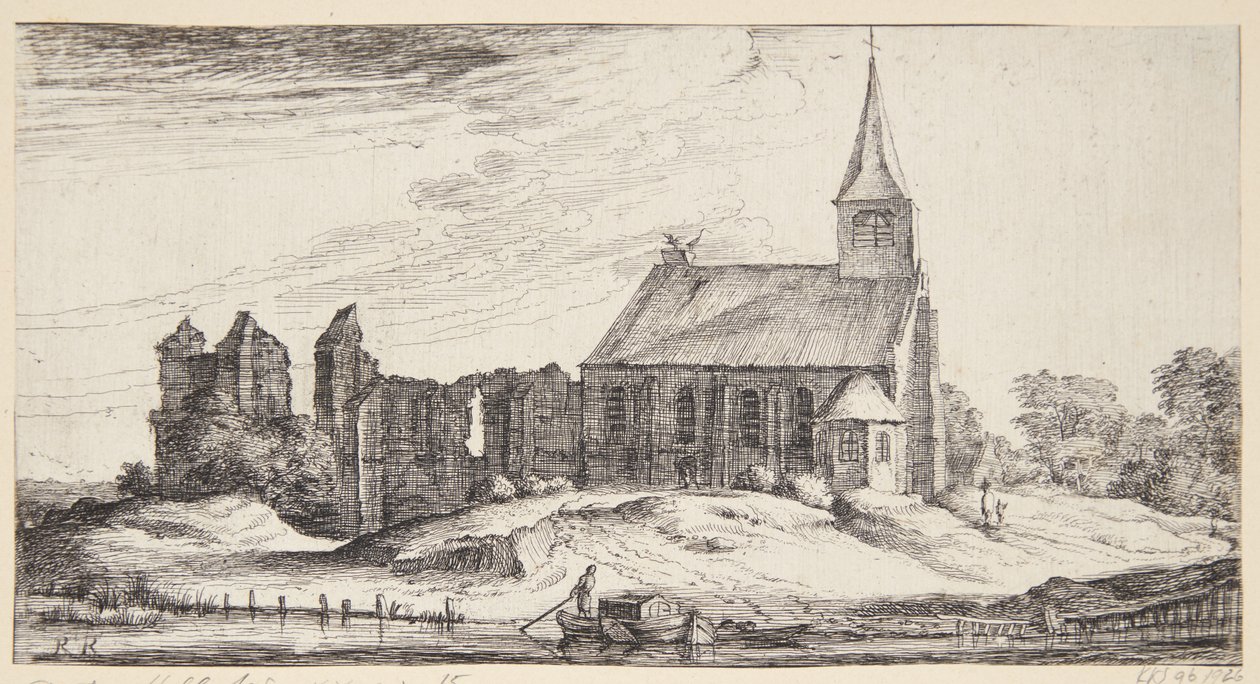 Vista hacia la iglesia en Sloten de Geertruyt Roghman