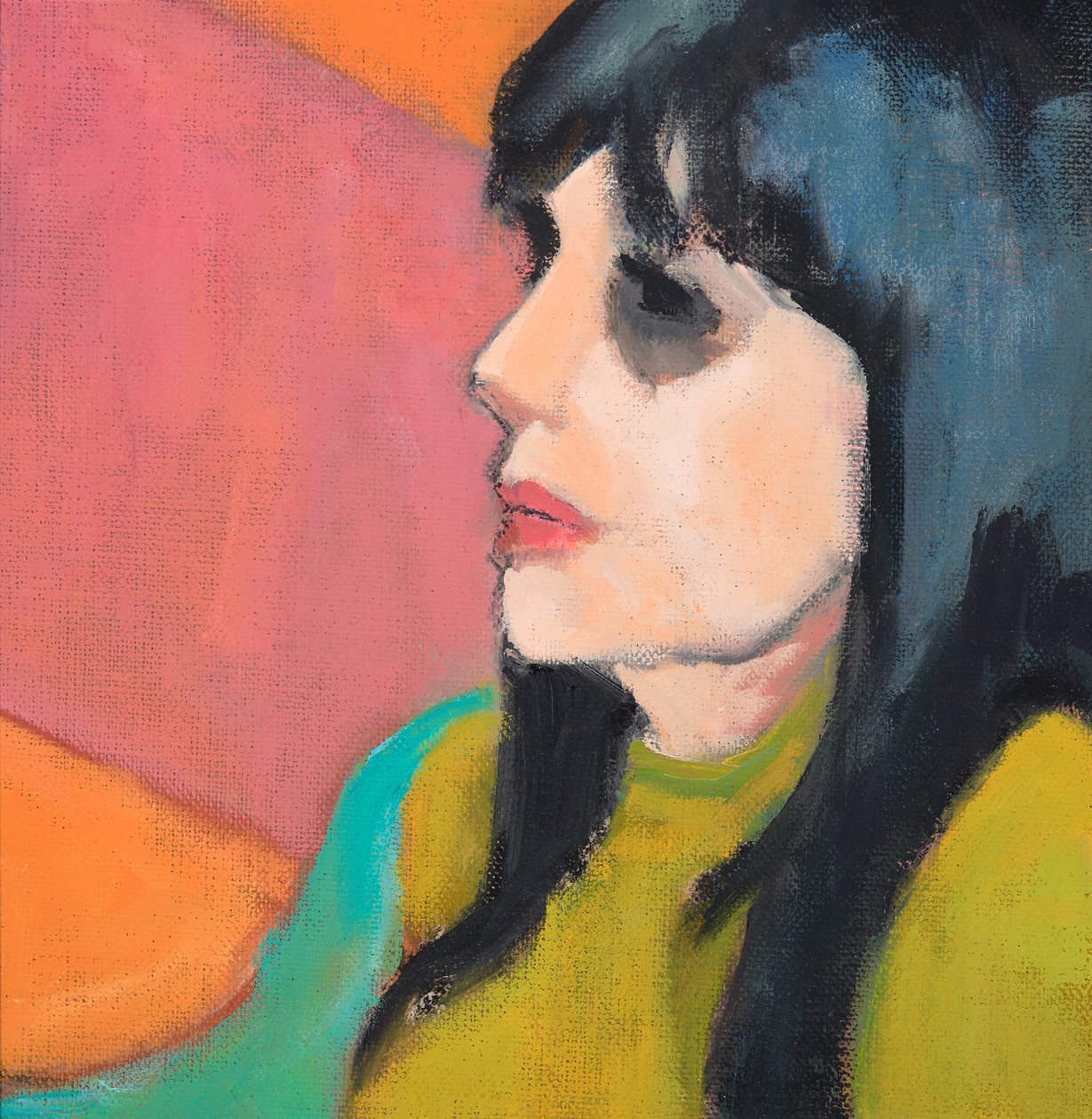 Pelo negro, jersey lima, 2017 (óleo sobre tabla de lienzo) de Genevieve French