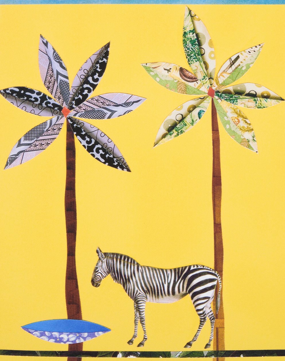 Cebra con cuenco azul (collage) de Genevieve French