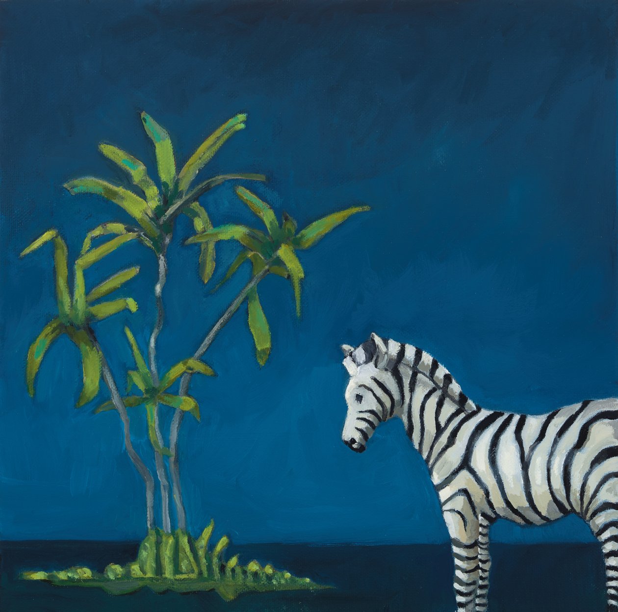 Cebra con palmera, 2019 (óleo sobre lienzo) de Genevieve French