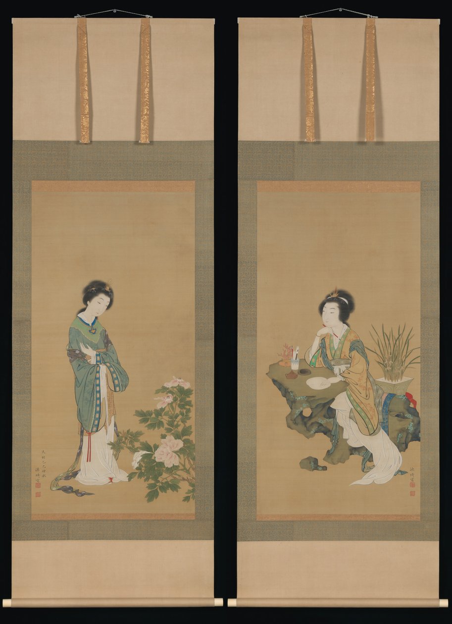 Yanji con orquídeas y Yang Guifei con peonías de Genki