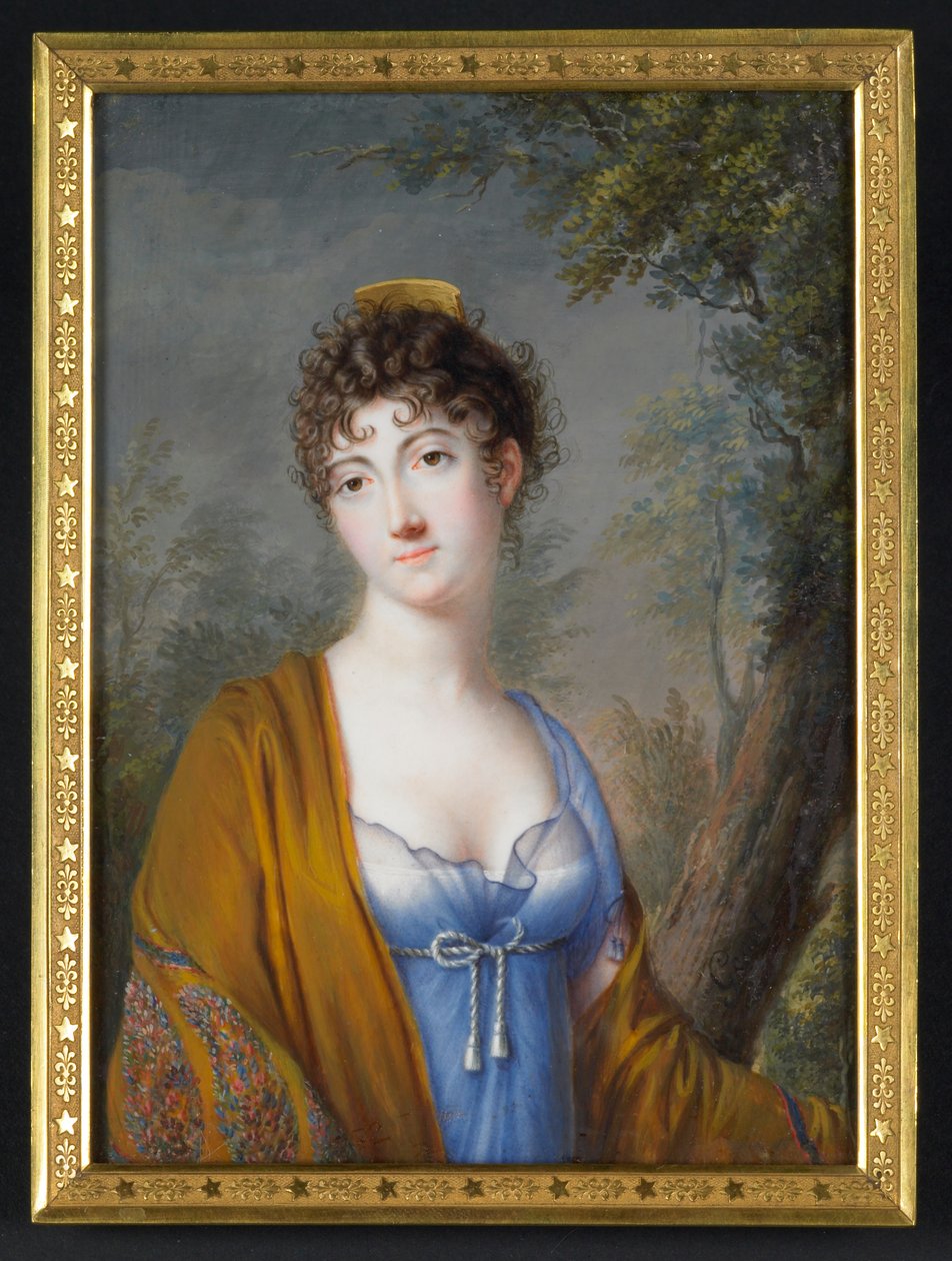 Dama de azul con mantón amarillo de Genot