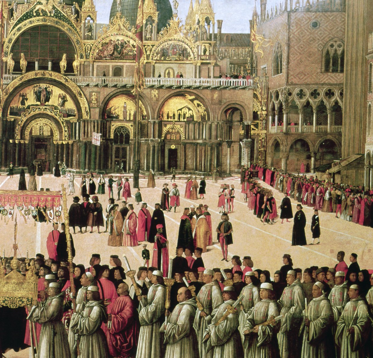 Procesión en la Plaza de San Marcos, 1496 (detalle) de Gentile Bellini