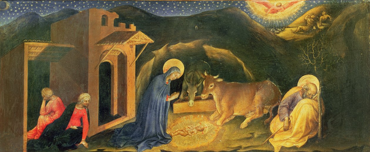 Adoración de los Magos, predela izquierda de la Natividad, 1423 de Gentile da Fabriano