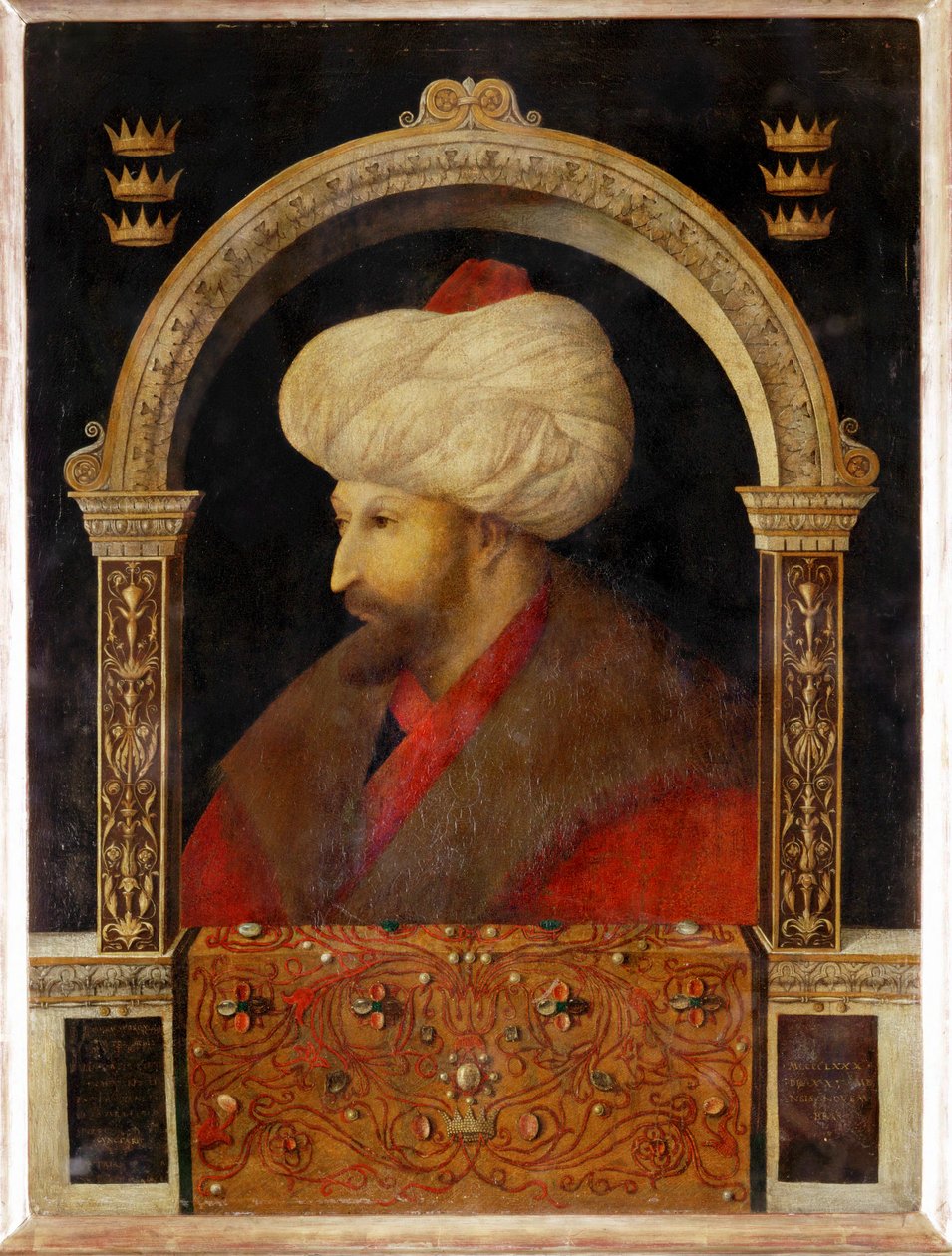 Sultán Mehmet II Fahti, El conquistador, el sultán de la conquista de Constantinopla ... (óleo sobre lienzo) de Gentile Bellini