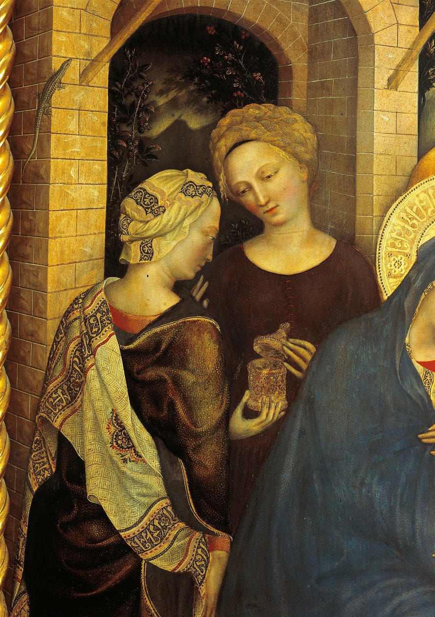 Adoración de los Magos (detalle) de los sirvientes de Gentile da Fabriano