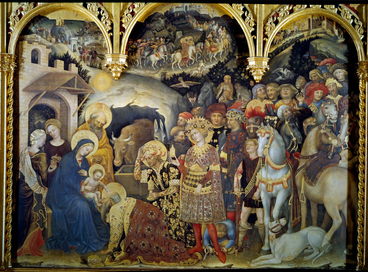 La adoración de los Magos (temple sobre madera) de Gentile da Fabriano