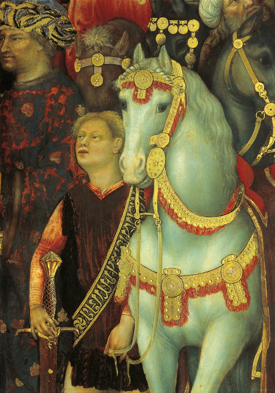 La Adoración de los Magos, (detalle) de los caballos de Gentile da Fabriano