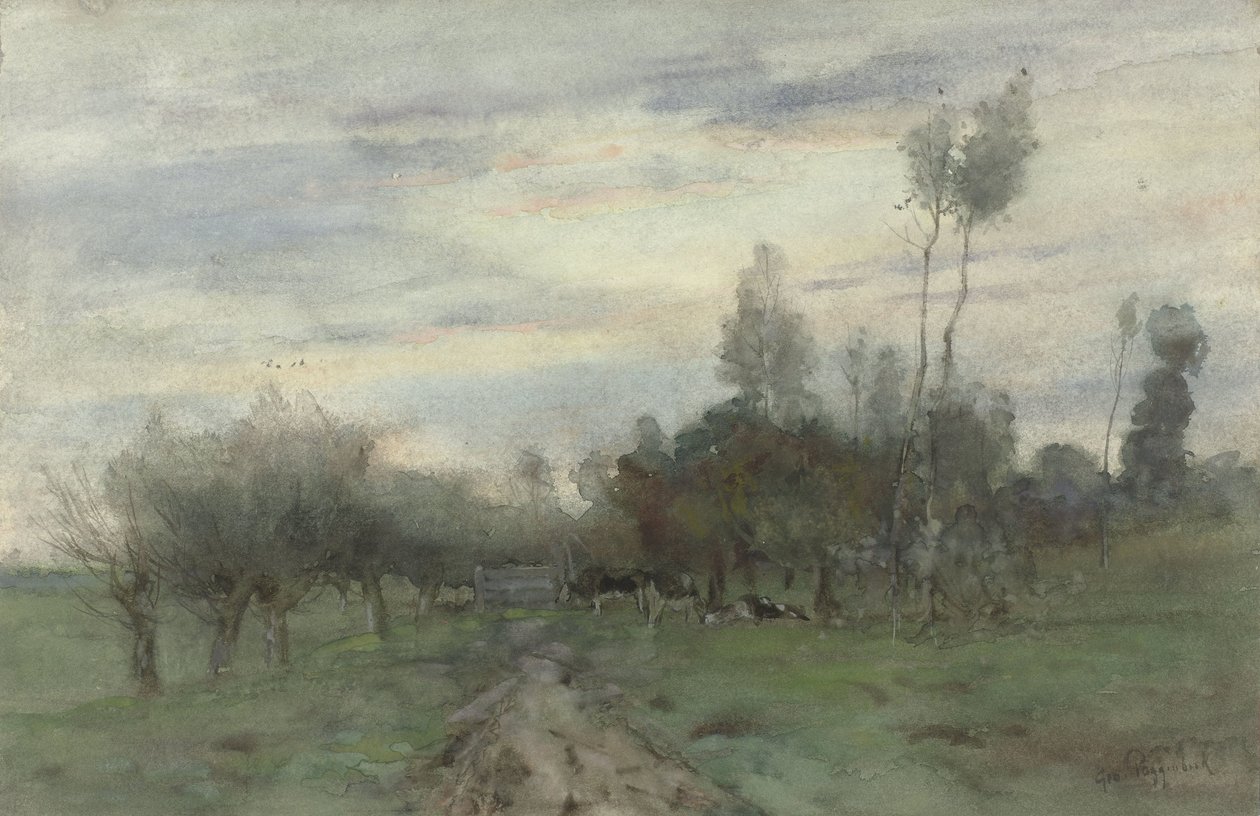 Camino rural con vacas al atardecer de Geo Poggenbeek