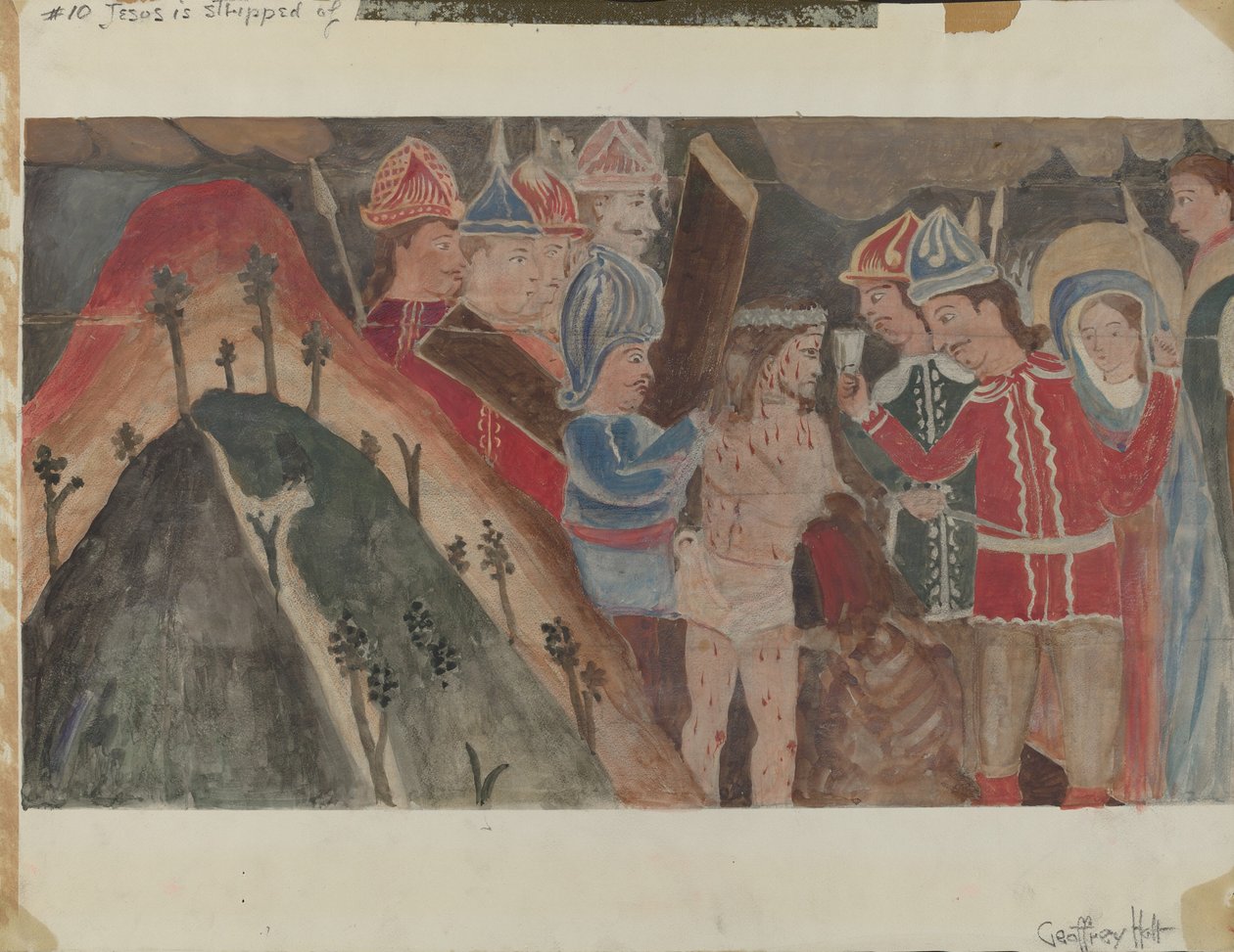 Estación de la Cruz No. 10: Jesús es despojado de sus vestiduras, c. 1936 de Geoffrey Holt
