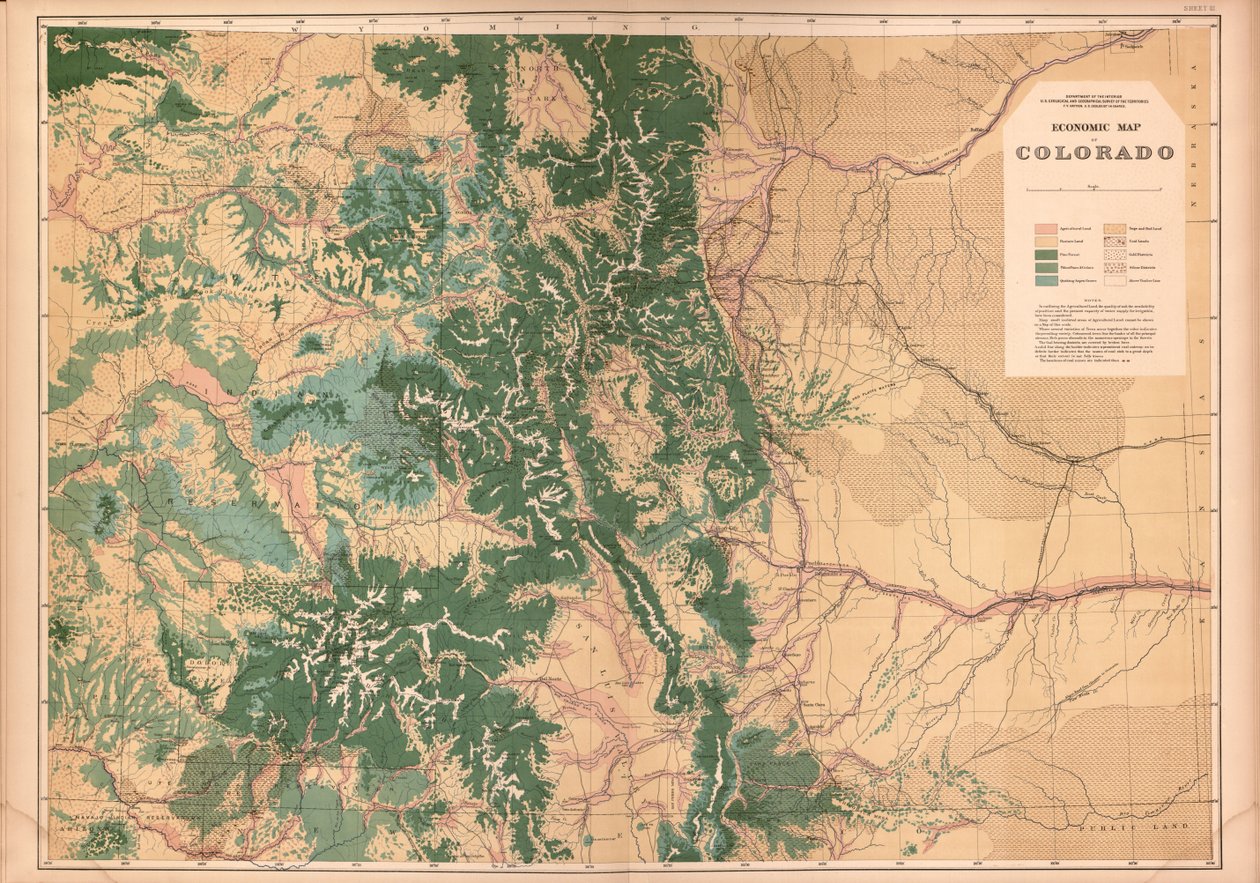 Atlas geológico y geográfico de Colorado y partes del territorio adyacente, de Geological And Geographical Survey Of The Territories