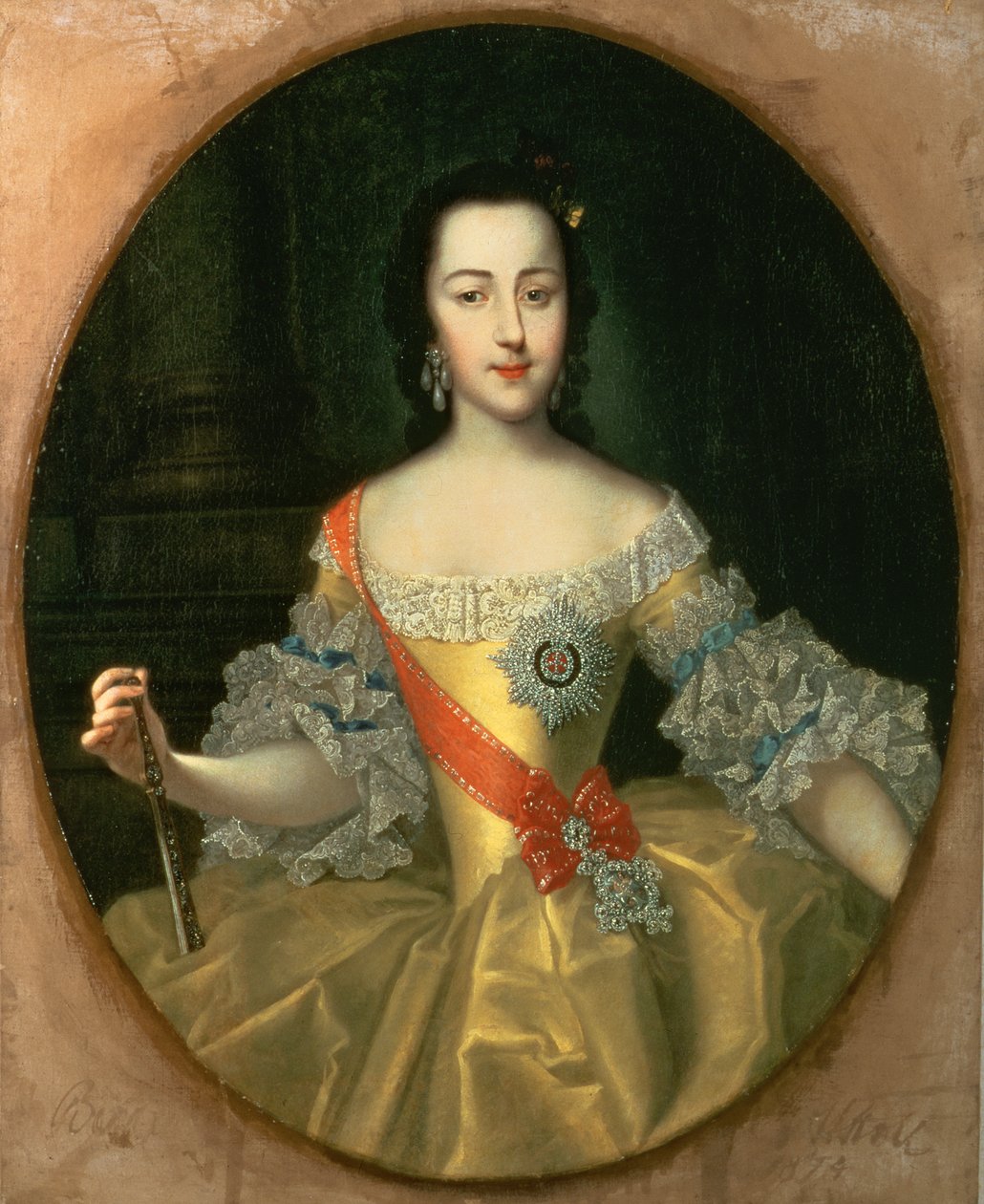 Retrato de la Gran Duquesa Yekatrina Alexeyevna, luego Catalina II, c.1745 de Georg Christoph Grooth