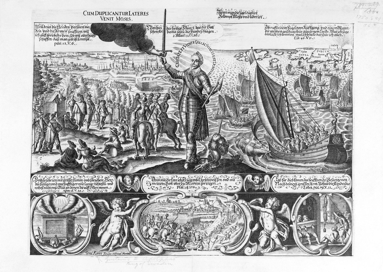 Gustavo Adolfo desembarcando en Stralsund en 1630 de Georg Koler