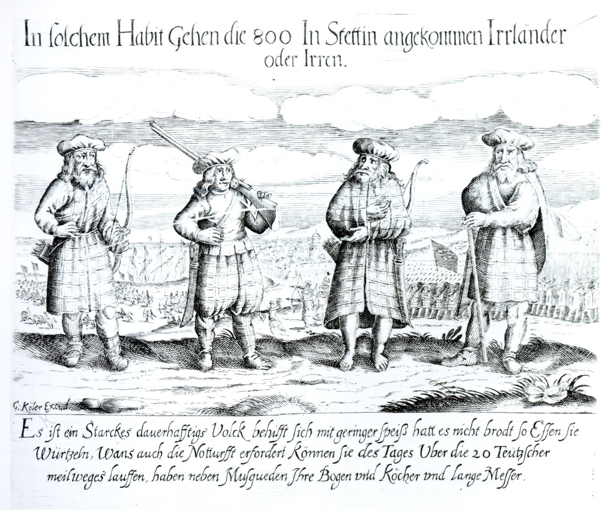 Con tal atuendo llegaron 800 irlandeses (o lunáticos) a Stettin de Georg Koler