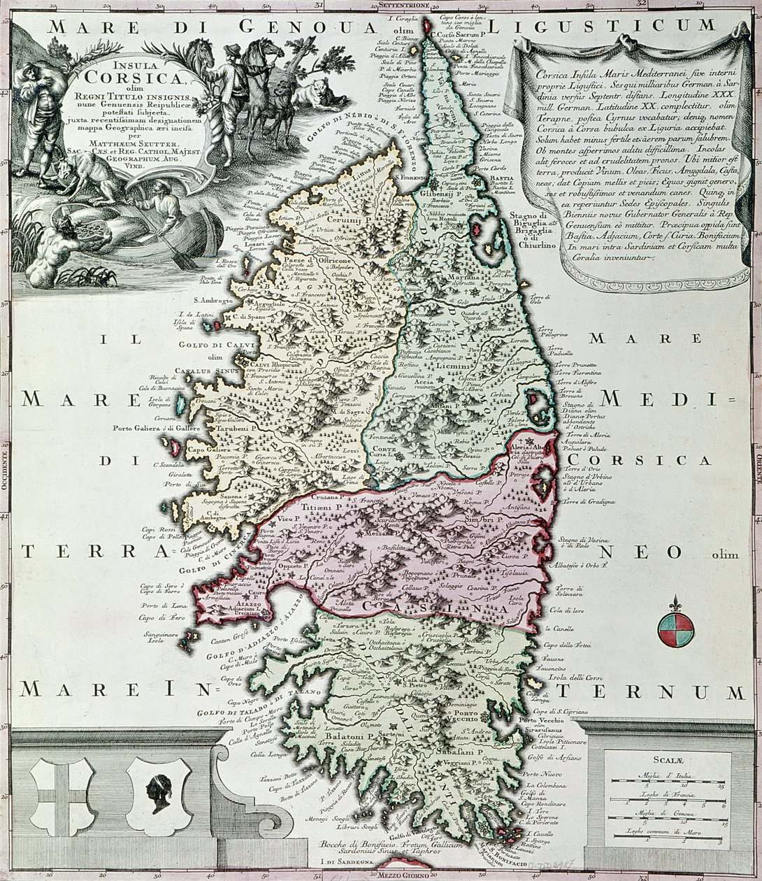 Mapa de Córcega de Georg Matthäus Seutter