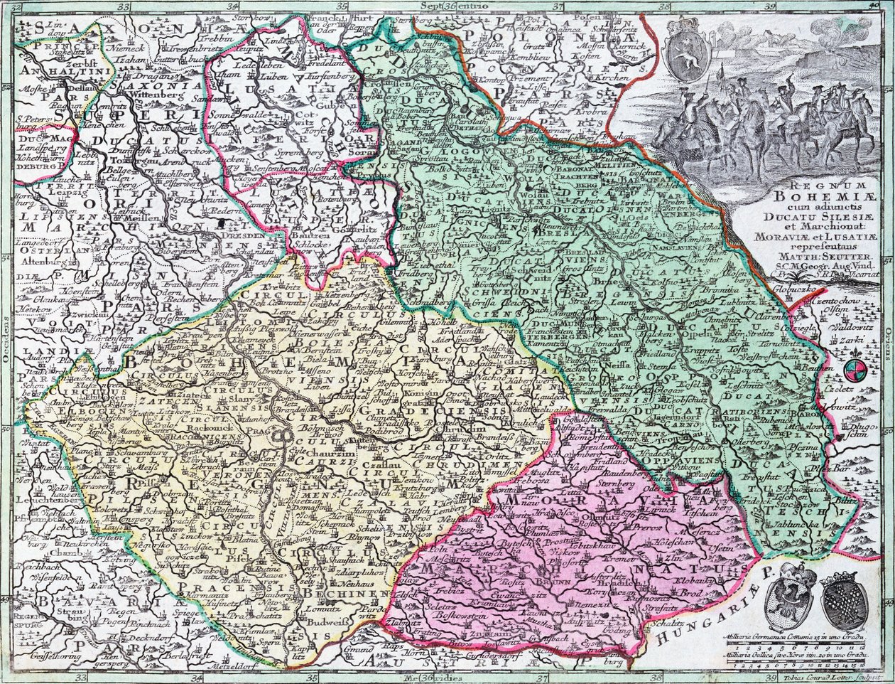 Mapa de Silesia, de un Atlas de Georg Matthäus Seutter