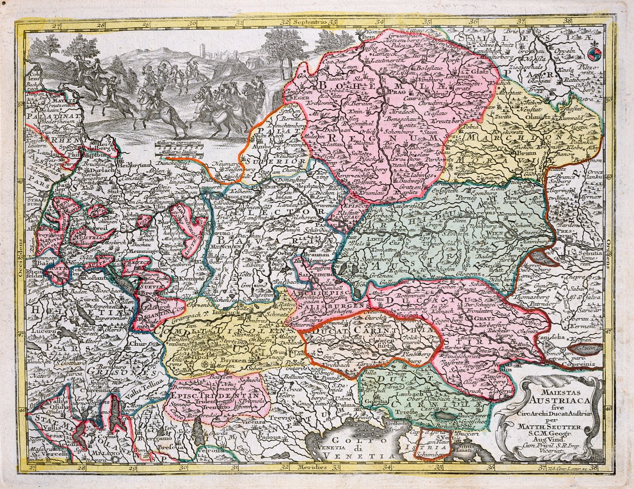 Mapa del Imperio Austriaco, c.1750 de Georg Matthäus Seutter