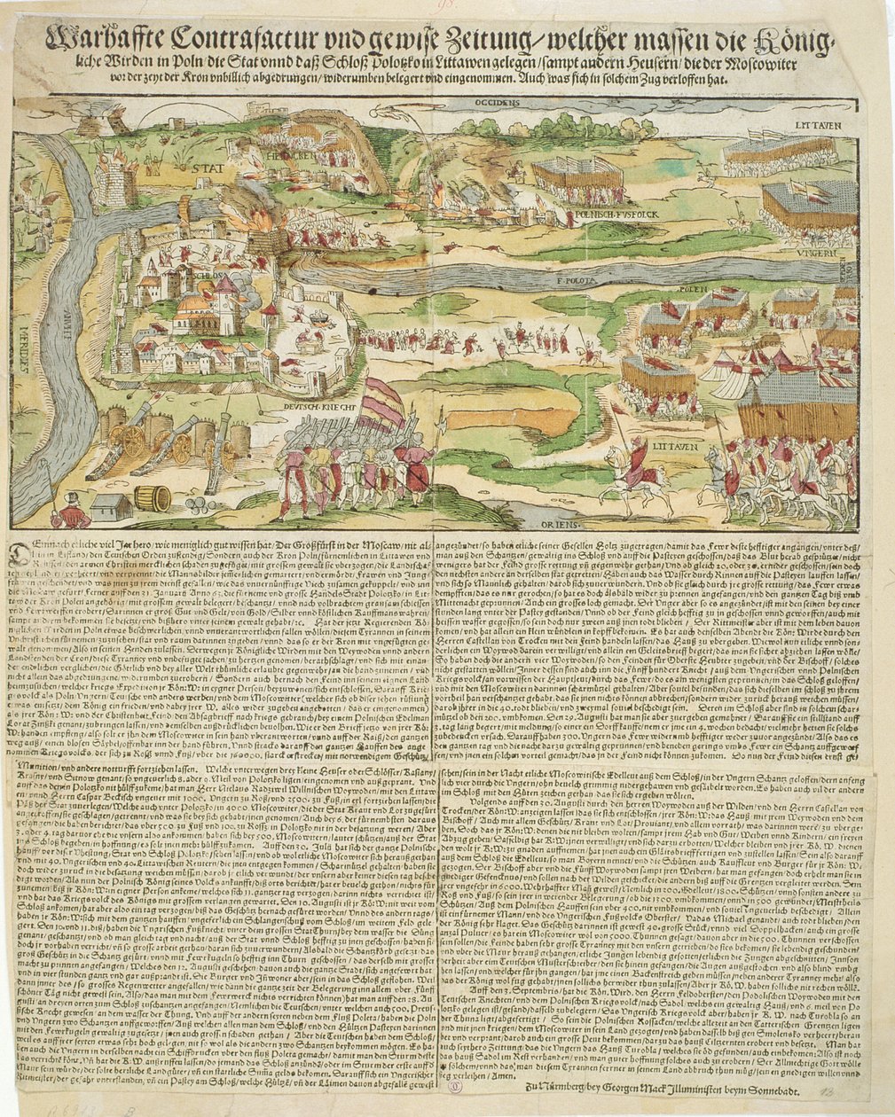 Vista del Asedio de Polotsk por Esteban Báthory (1533-86) en 1579 de Georg the elder Mack
