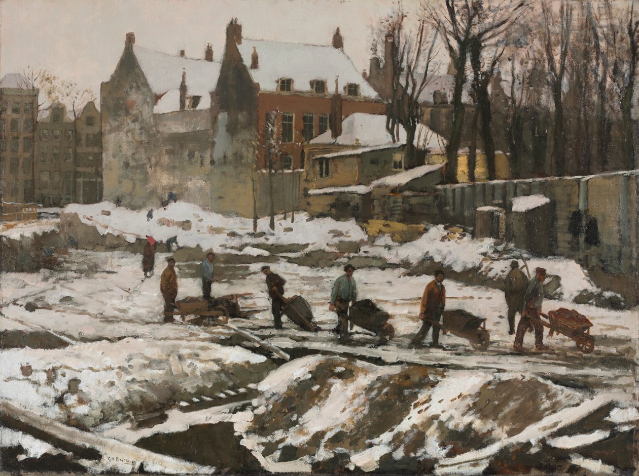 Obra en construcción en Ámsterdam, c. 1902 (óleo sobre tela) de Georg Hendrik Breitner