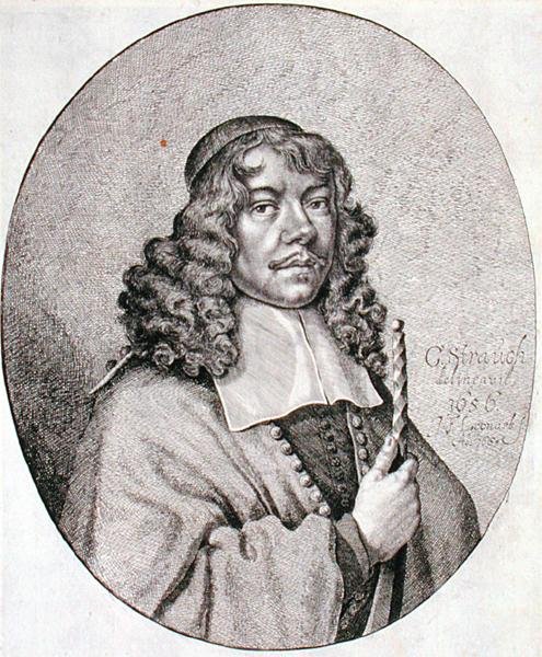 Retrato de Gabriel Schutz (1585-1672) grabado por Johann Friedrich Leonart (1633-80) 1668 de Georg (after) Strauch
