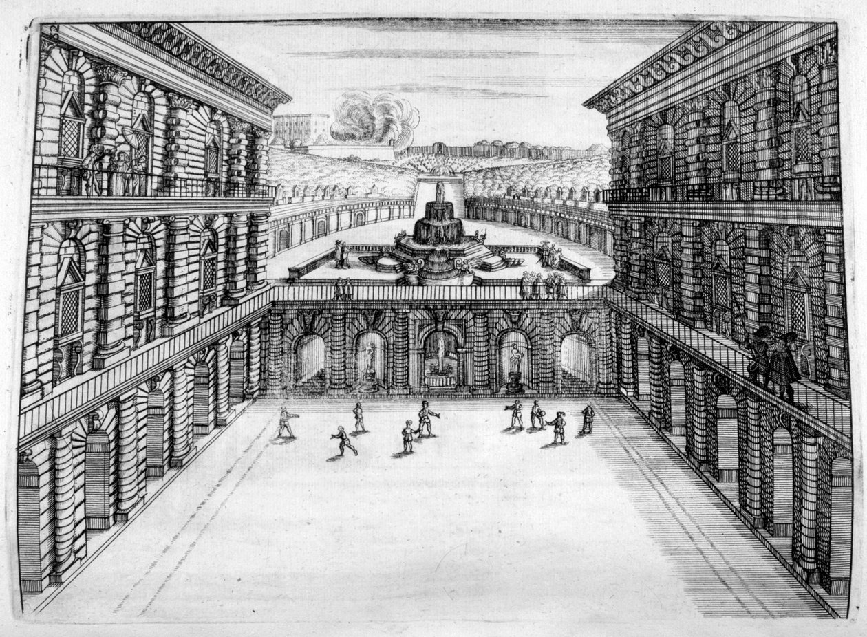 Diseño de castillo y jardín, 1664 de Georg Andreas Bockler
