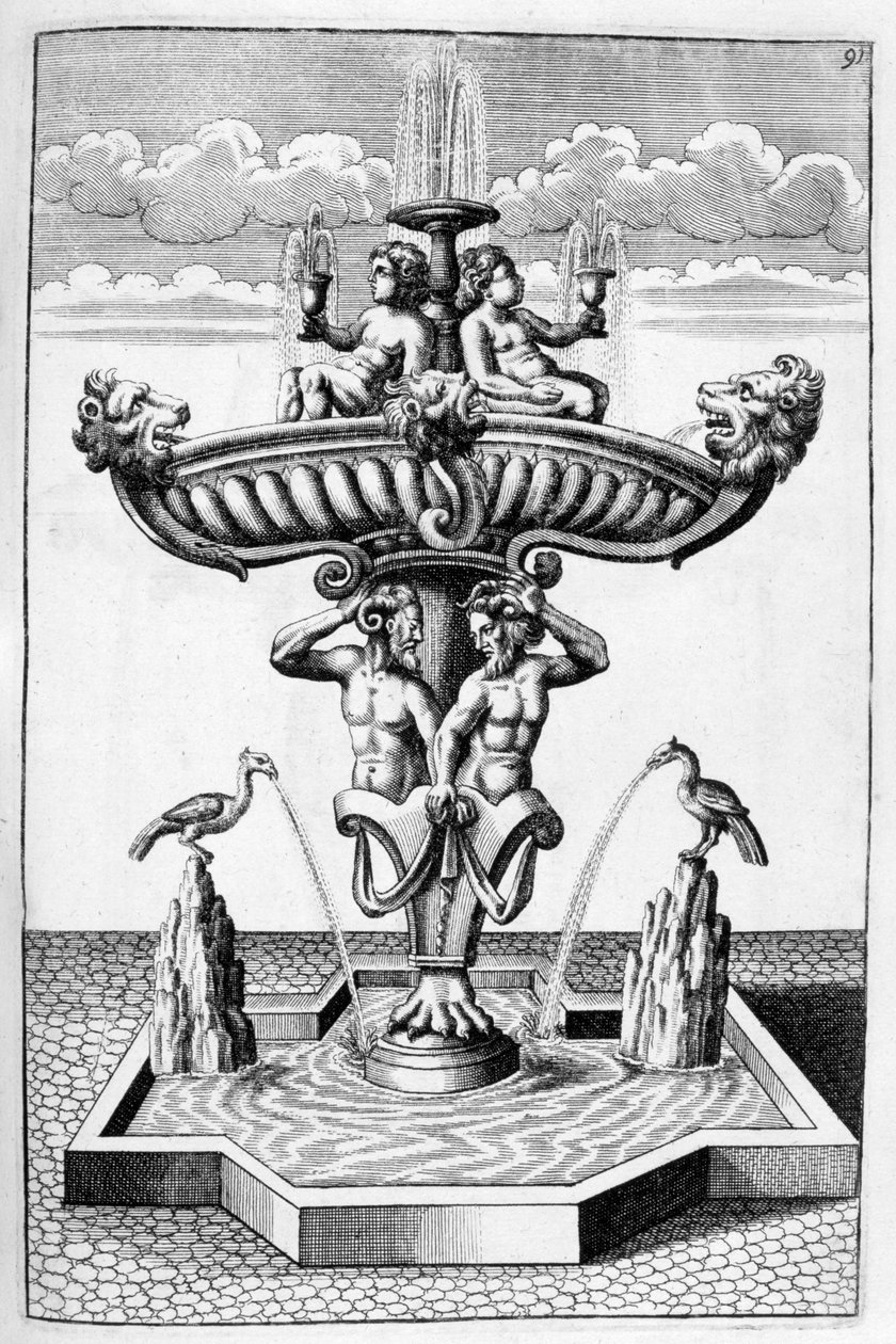 Diseño de fuente ornamental, 1664 de Georg Andreas Bockler