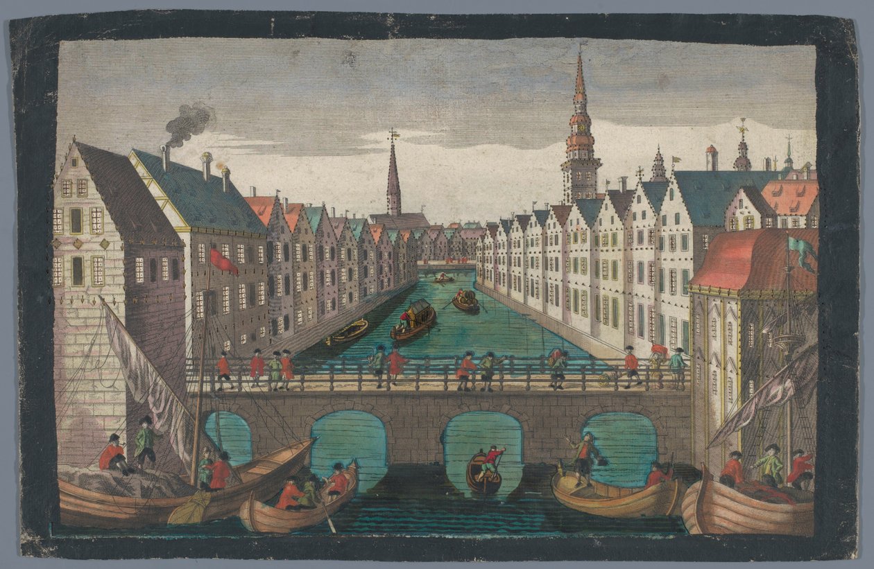 Vista de Nikolaifleet frente a Sankt Nikolaikirche en Hamburgo Prospecto contra St. Nicolai Kirche zu Hamburg de Georg Balthasar Probst (possibly)