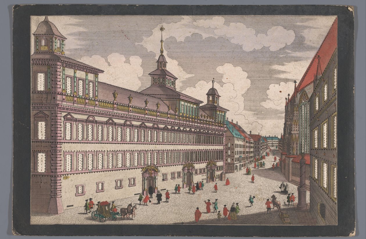 Vista del Ayuntamiento de Nuremberg Das Rathauß zu Nürnberg gegen dem Marckt de Georg Balthasar Probst (possibly)