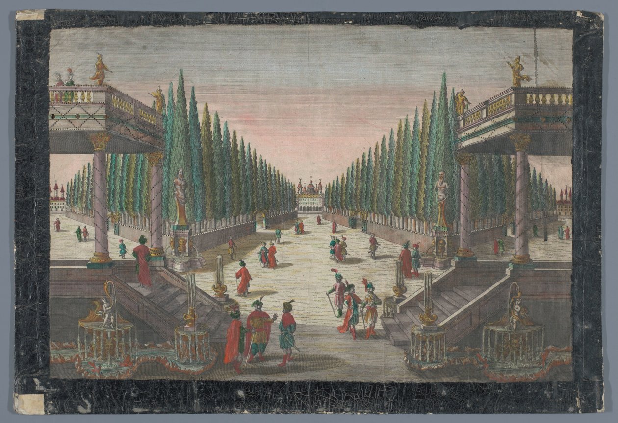 Vista de una avenida en un jardín de cipreses en Constantinopla Spaziergang en el Cypressen Garten de Georg Balthasar Probst