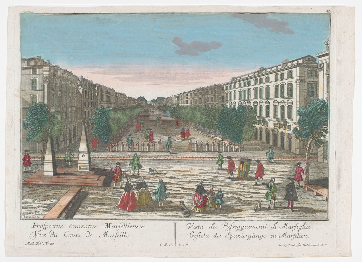 Vista de un paseo marítimo en Marsella Vista de los paseos en Marsella (título sobre objeto) Marsella (título de la serie) de Georg Balthasar Probst