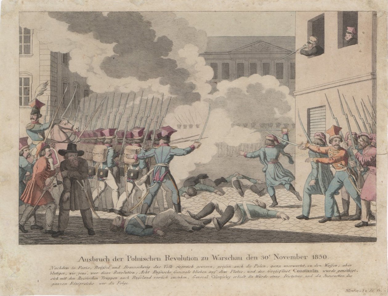 Estallido de la Revolución Polaca en Varsovia en noviembre de 1830 de Georg Benedikt Wunder