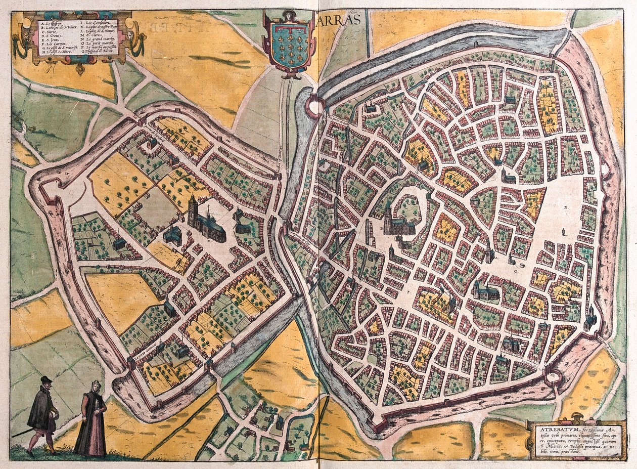 Arras, Calais - Norte de Francia - en "Civitates Orbis Terrarum" de Georg Braun, Colonia 1617 de Georg Braun