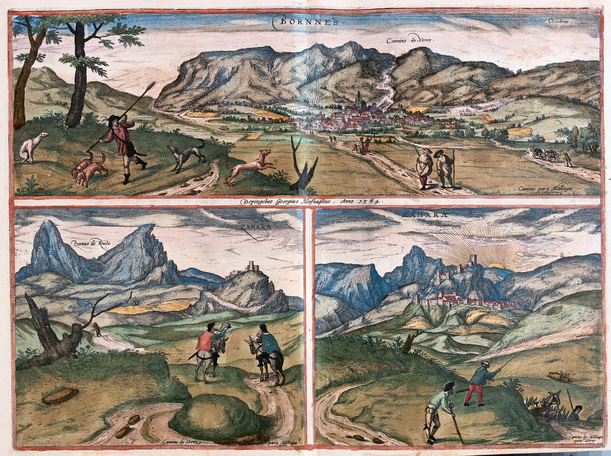 Bornes, Zahara, España - en "Civitates Orbis Terrarum" de Georg Braun, Colonia 1617 de Georg Braun