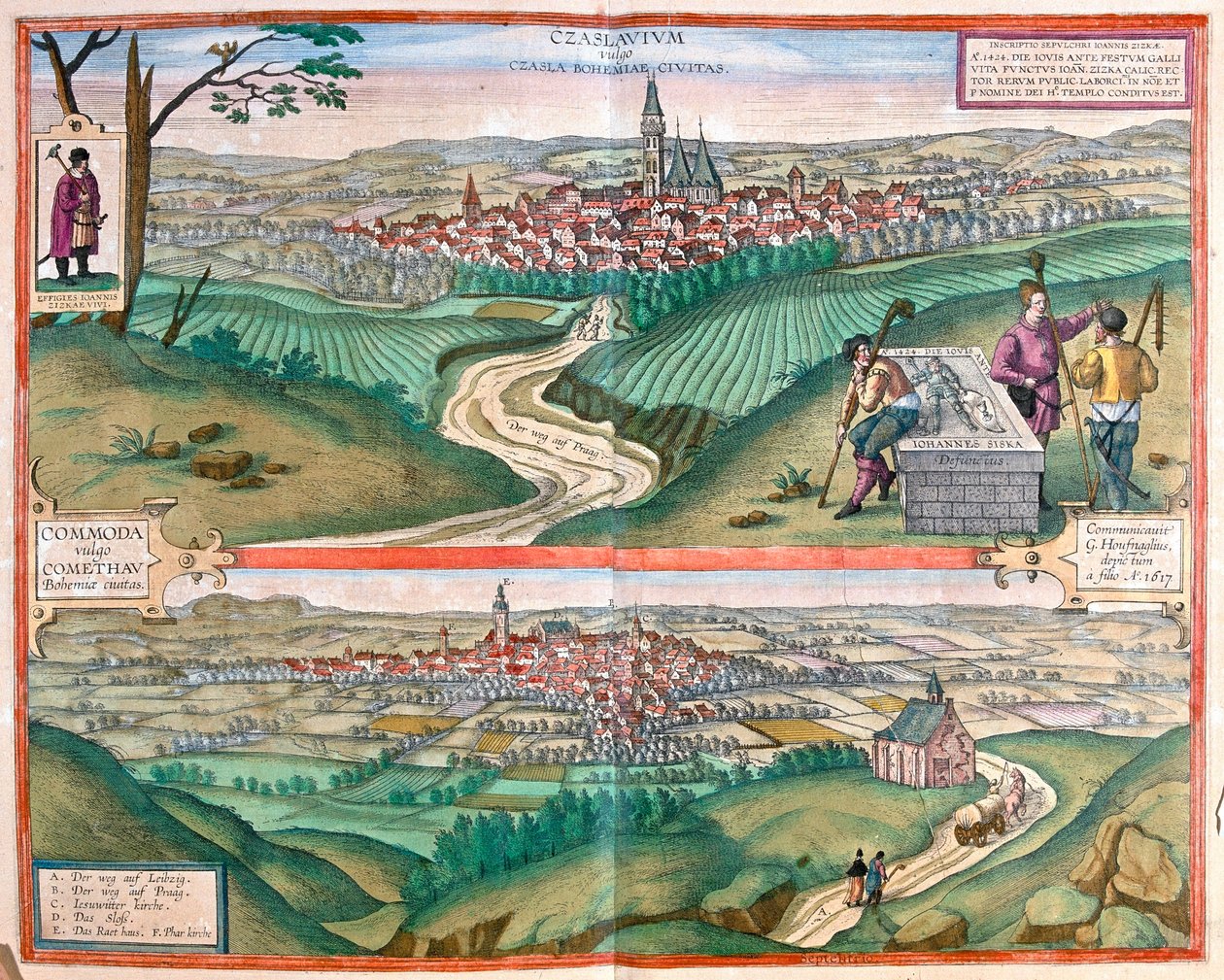 Caslav (Bohemia) - Chomutov, República Checa- en "Civitates Orbis Terrarum" de Georg Braun, Colonia 1617 de Georg Braun