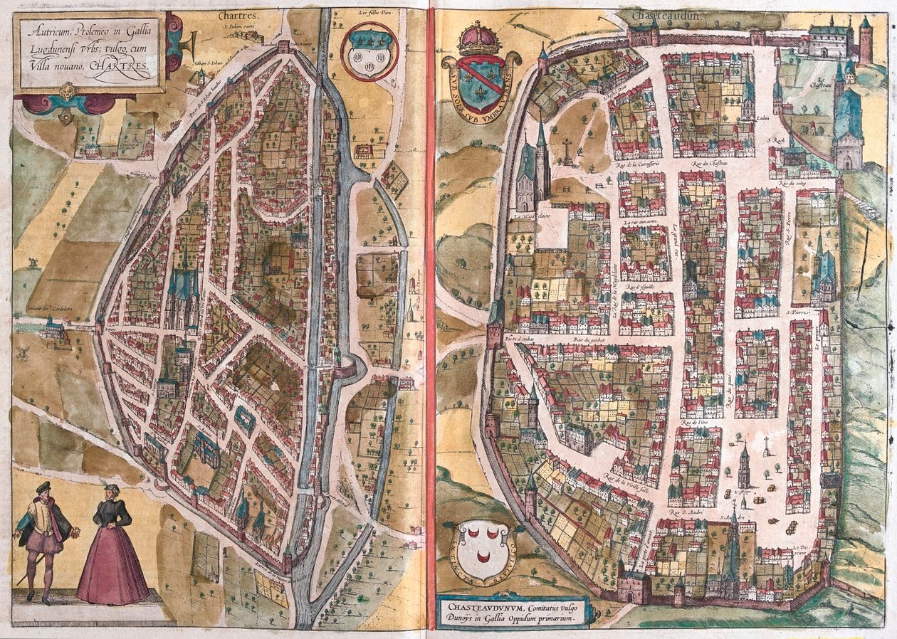 Chartres, Francia, en "Civitates Orbis Terrarum" de Georg Braun, Colonia 1617, de Georg Braun