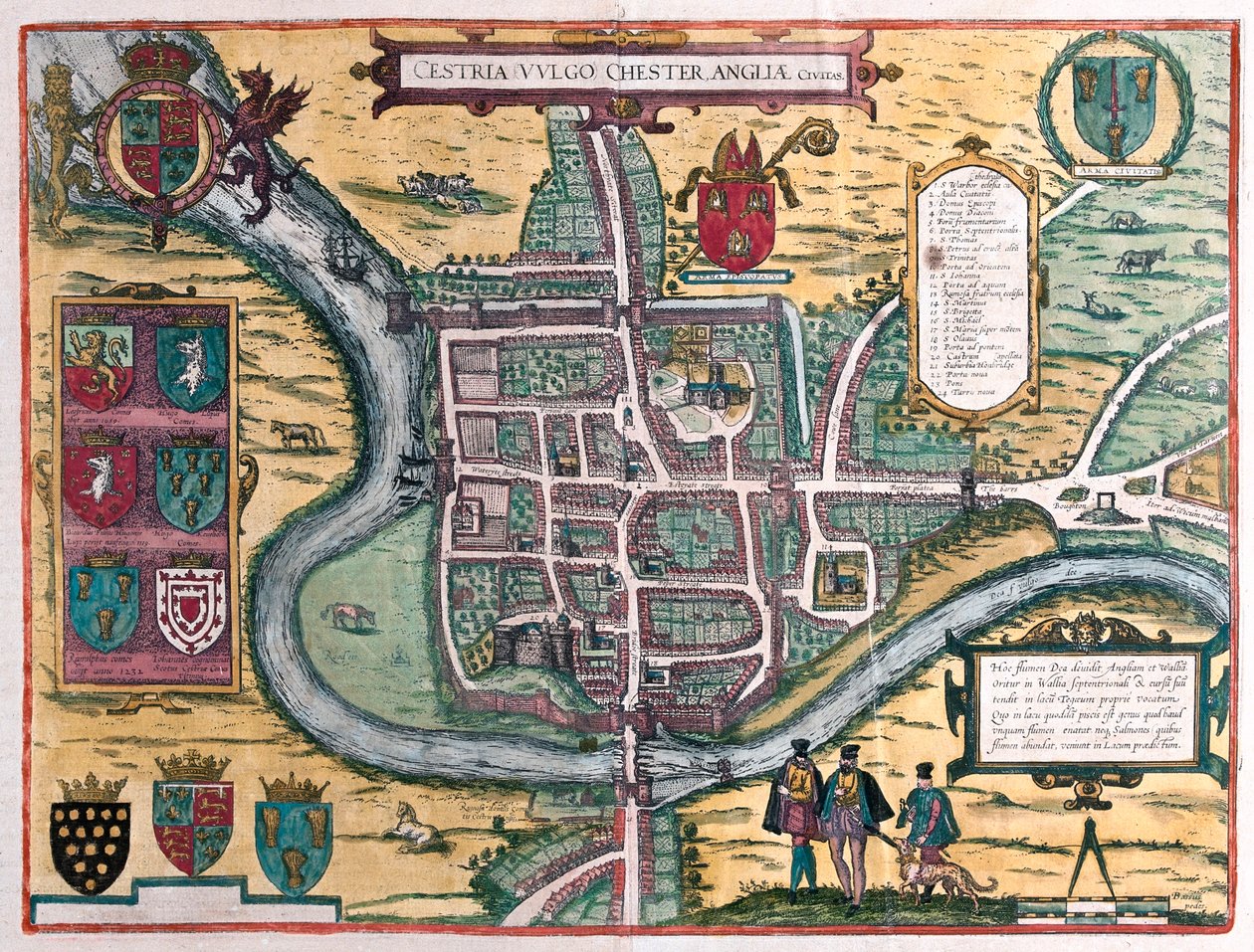 Chester - Gran Bretaña, en "Civitates Orbis Terrarum" de Georg Braun, Colonia 1617 de Georg Braun