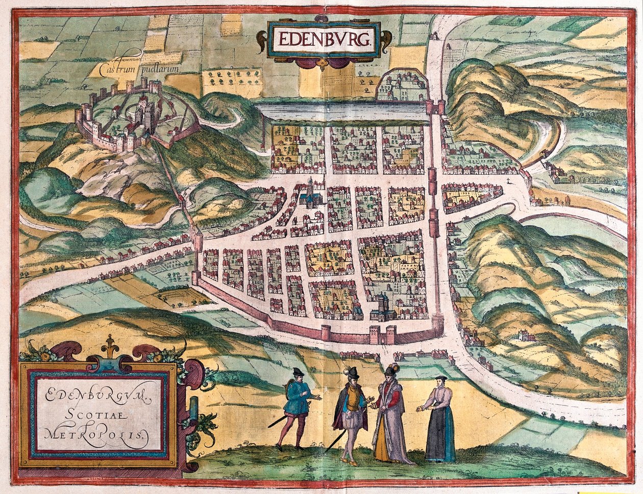 Edimburgo - Escocia, en "Civitates Orbis Terrarum" de Georg Braun, Colonia 1617 de Georg Braun