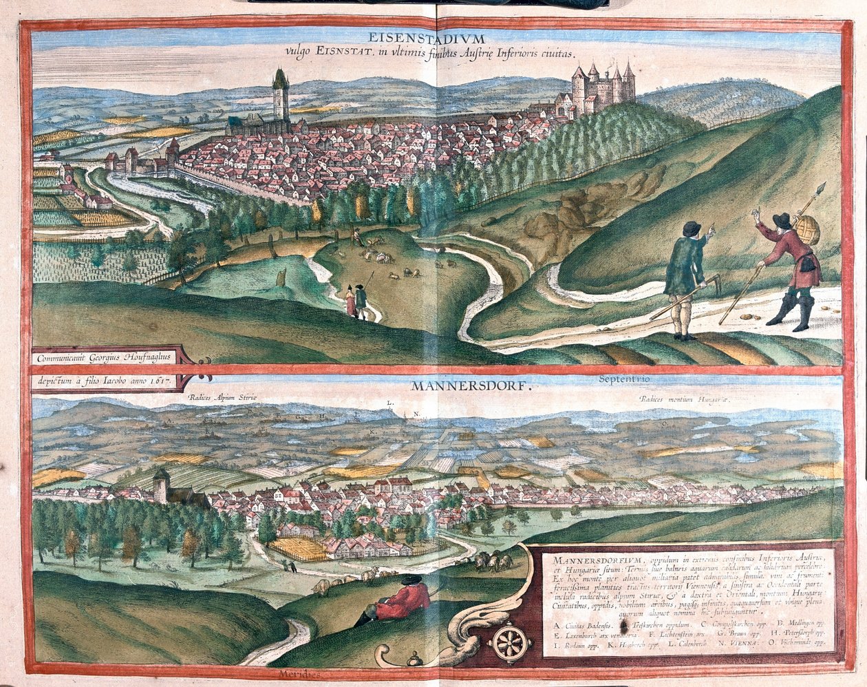 Eisenstadtt, Alemania - Mannersdorf ,Austria - en "Civitates Orbis Terrarum" de Georg Braun, Colonia 1617 de Georg Braun
