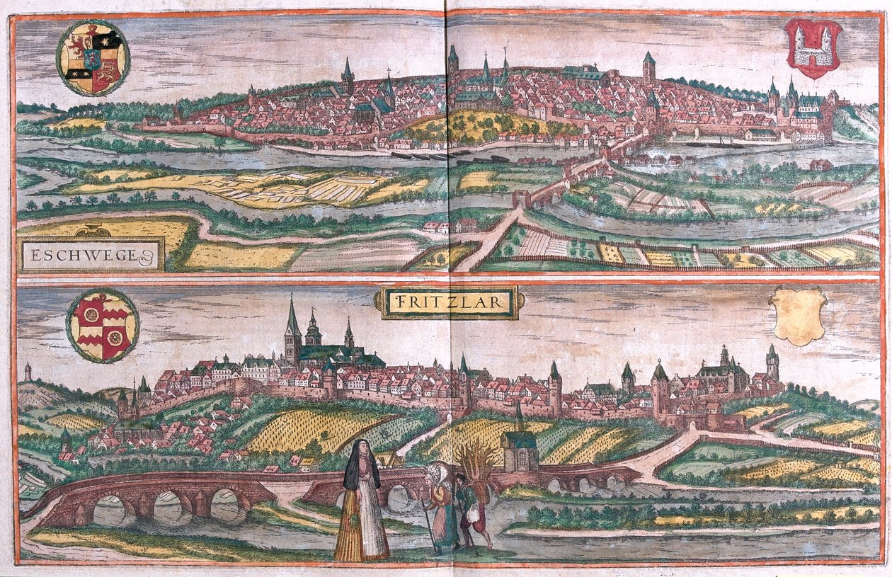 Eschwege y Fritzlar, Alemania- en "Civitates Orbis Terrarum" de Georg Braun, Colonia 1617 de Georg Braun