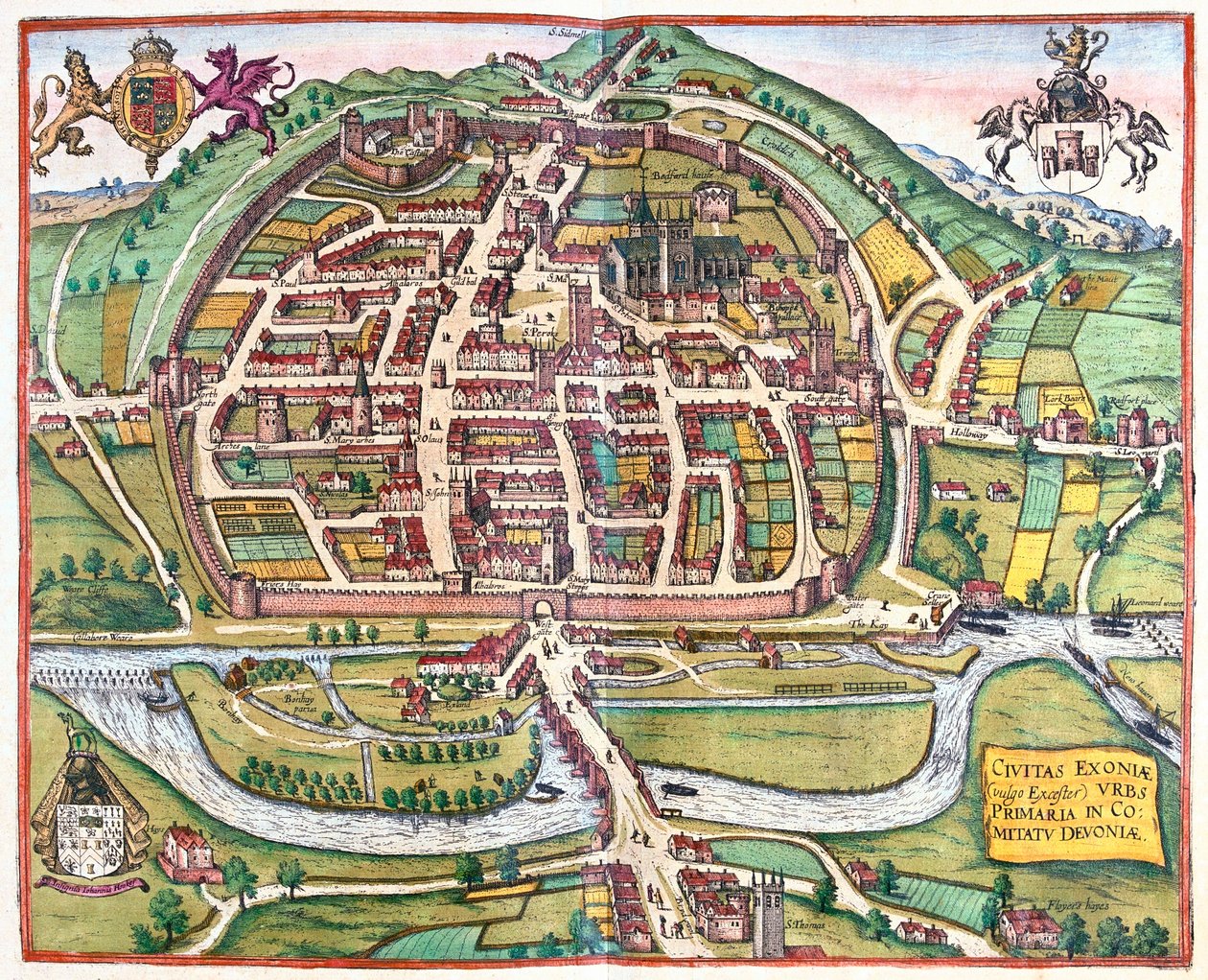 Exter, Inglaterra - en "Civitates Orbis Terrarum" de Georg Braun, Colonia 1617 de Georg Braun