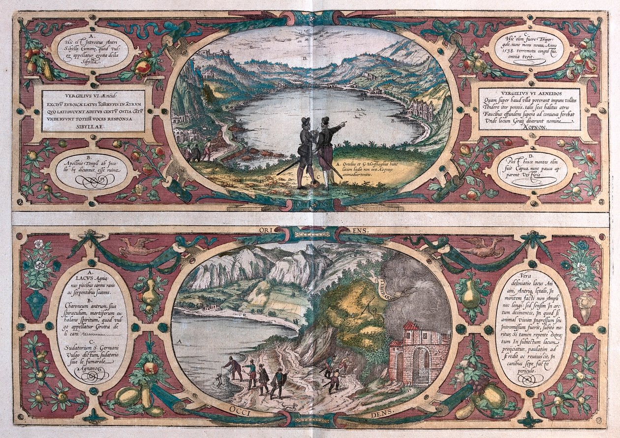Gruta de la Sibilla - Ostia - Agnano, Italia en "Civitates Orbis Terrarum" de Georg Braun, Colonia 1617 de Georg Braun
