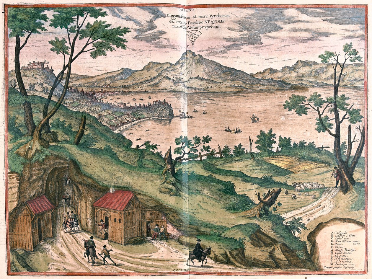 Golfo de Nápoles y Vesuvio - en "Civitates Orbis Terrarum" de Georg Braun, Colonia 1617 de Georg Braun