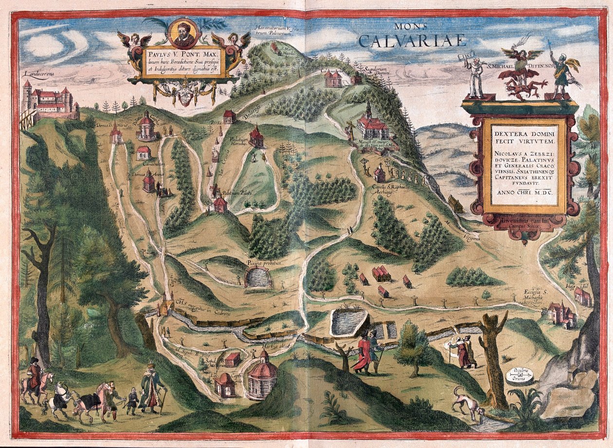 Kalwarya Zebrzydowka (sureste de Cracovia), Polonia - en "Civitates Orbis Terrarum" de Georg Braun, Colonia 1617 de Georg Braun
