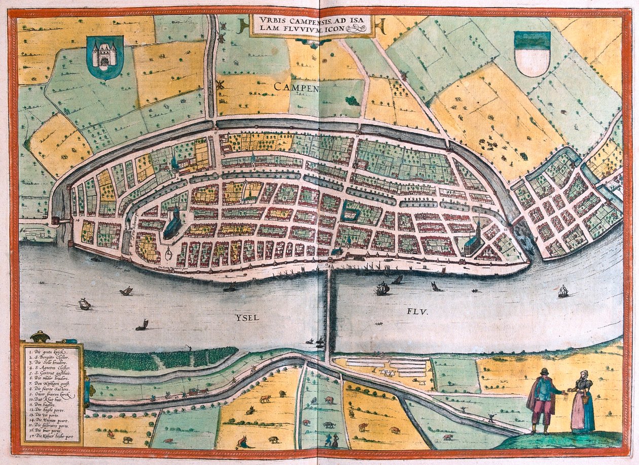 Kampen y el río Ysel, Países Bajos - en "Civitates Orbis Terrarum" de Georg Braun, Colonia 1617 de Georg Braun