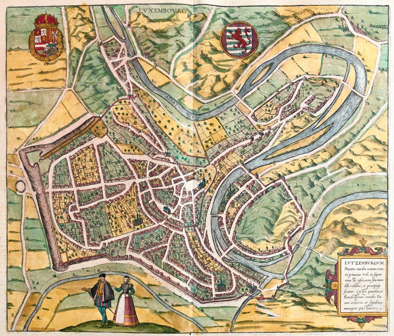 Luxenburgo, en "Civitates Orbis Terrarum" de Georg Braun, Colonia 1617 de Georg Braun