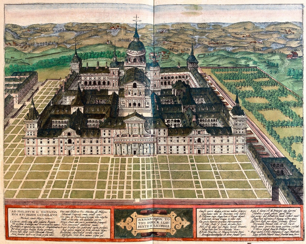 Monasterio (Palacio del Rey Felipe II), España - en "Civitates Orbis Terrarum" de Georg Braun, Colonia 1617 de Georg Braun