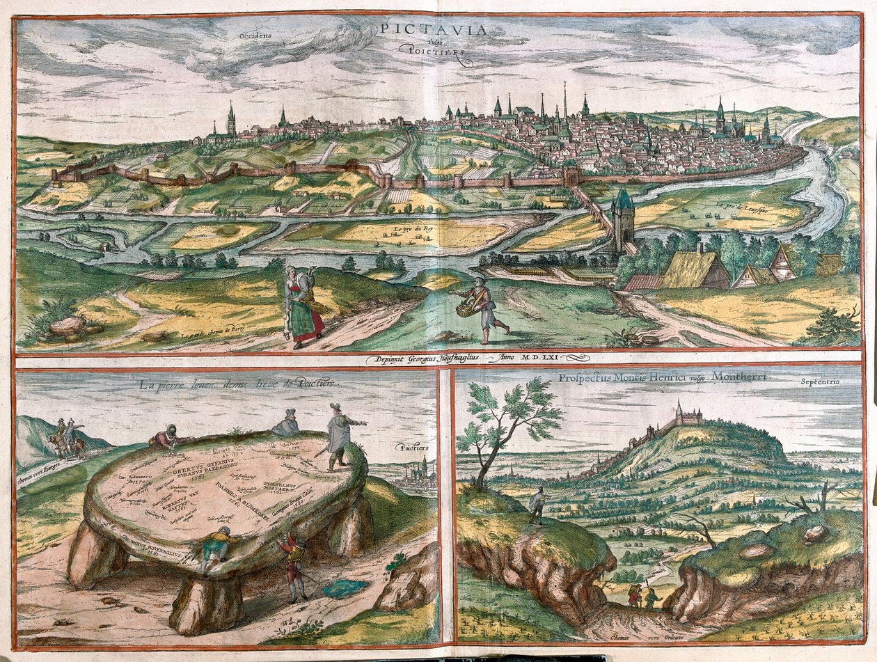 Montpellier, Tours y Poitiers, Francia - en "Civitates Orbis Terrarum" de Georg Braun, Colonia 1617 de Georg Braun