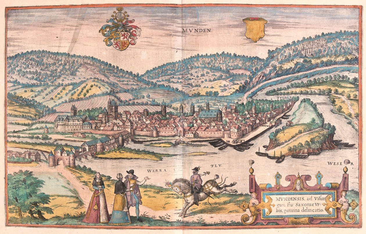 Munden, Hanoversch, Alemania - en "Civitates Orbis Terrarum" de Georg Braun, Colonia 1617 de Georg Braun