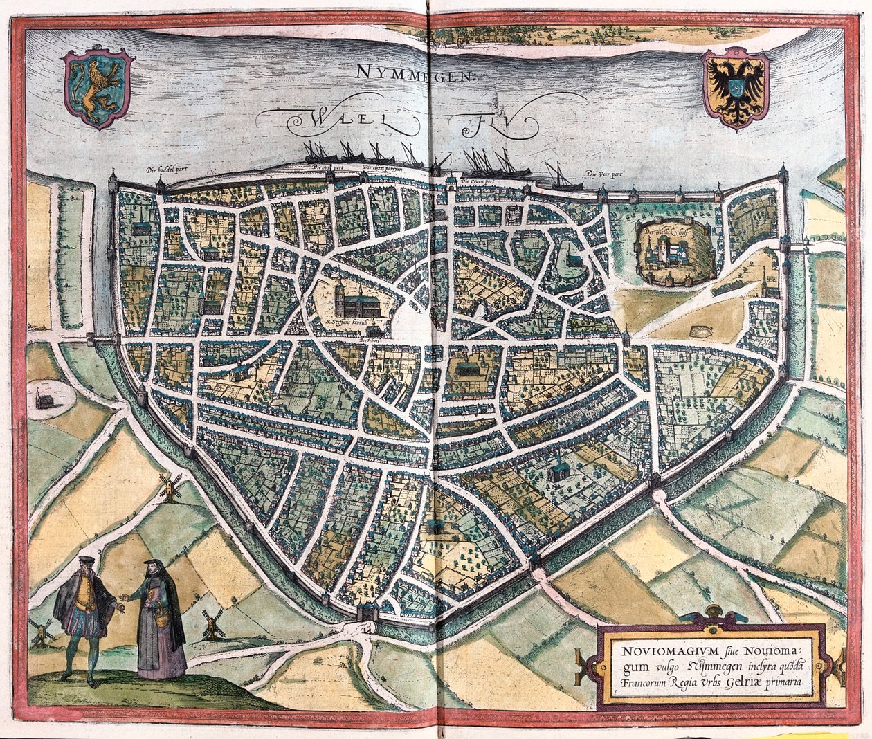 Nimega - Países Bajos, en "Civitates Orbis Terrarum" de Georg Braun, Colonia 1617 de Georg Braun