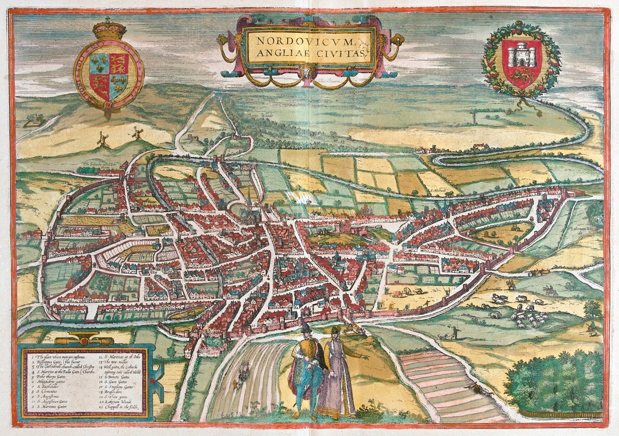 Norfolk - Gran Bretaña, en "Civitates Orbis Terrarum" de Georg Braun, Colonia 1617 de Georg Braun